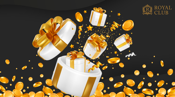 Image of a gift box with gold coins falling out.