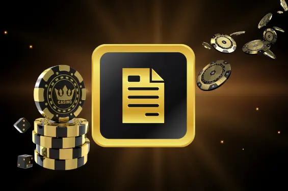 Document icon with casino chips and dice in the background.